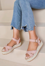 Load image into Gallery viewer, Cross Strap Espadrille Platform Open Toe Buckled Sandals