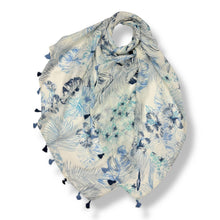Load image into Gallery viewer, Tropical Leaf & Floral Print Tassel Scarf