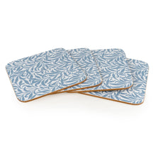 Load image into Gallery viewer, Jeff Banks Set of 4 Coasters – Leafy Trellis Blue 4pk