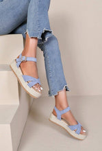 Load image into Gallery viewer, Cross Strap Espadrille Platform Open Toe Buckled Sandals