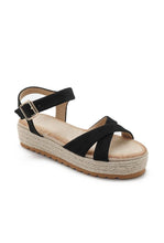 Load image into Gallery viewer, Cross Strap Espadrille Platform Open Toe Buckled Sandals