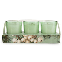 Load image into Gallery viewer, Set of 3 Votive Candles - Winter Fir & Mistletoe 6pk