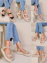 Load image into Gallery viewer, Cross Strap Espadrille Platform Open Toe Buckled Sandals