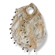 Load image into Gallery viewer, Tropical Leaf & Floral Print Tassel Scarf