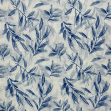 Load image into Gallery viewer, Blue Leaf Print Scarf with Tassels