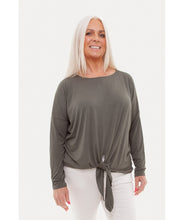Load image into Gallery viewer, Bamboo Jersey Long Sleeve Tie Front Top