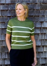 Load image into Gallery viewer, Stripe Crew Neck Short Sleeve Jumper