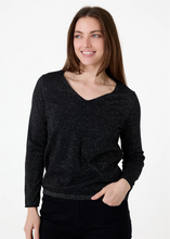 Load image into Gallery viewer, Cashmere Like Lurex Fitted V-Neck Jumper