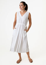 Load image into Gallery viewer, Linen Blend Sleeveless V Neck Drawstring Waist Dress