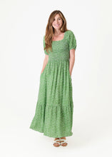 Load image into Gallery viewer, Mono Ditsy Shirred Bodice Maxi Dress