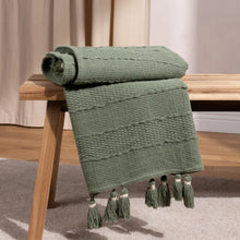 Load image into Gallery viewer, Caliche Woven Tasselled Throw Khaki