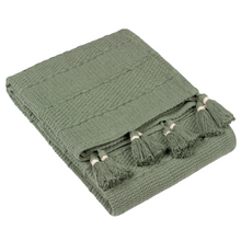 Load image into Gallery viewer, Caliche Woven Tasselled Throw Khaki