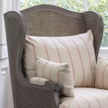 Load image into Gallery viewer, Rattan Wing Armchair Ticking Stripe Red