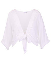 Load image into Gallery viewer, Linen and Cotton Blend Tie Front Jacket