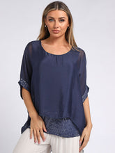 Load image into Gallery viewer, Italian Silk Chunky Twin Sequin Top - various colours