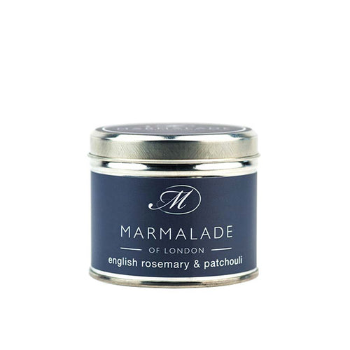 English Rosemary and Patchouli Medium Tin Candle - Little Gems Interiors