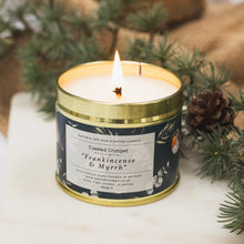 Load image into Gallery viewer, Frankincense & Myrrh Candle in a Matt Gold Tin