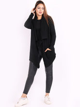 Load image into Gallery viewer, Italian Plain Knitted Open Front Shawl Collar Lagenlook Cardigan