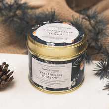 Load image into Gallery viewer, Frankincense & Myrrh Candle in a Matt Gold Tin