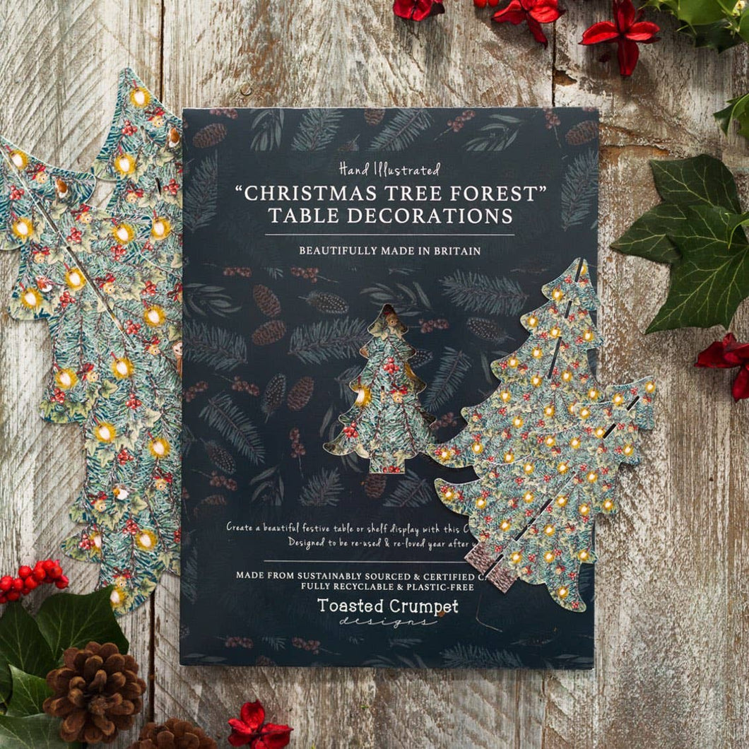 Set of 4 Christmas Tree Forest Table Decorations