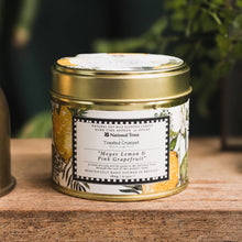 Load image into Gallery viewer, Meyer Lemon &amp; Pink Grapefruit Candle in a Matt Gold Tin
