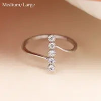 White gold plated crystal column ring