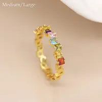 Load image into Gallery viewer, Gold plated square rainbow crystals ring

