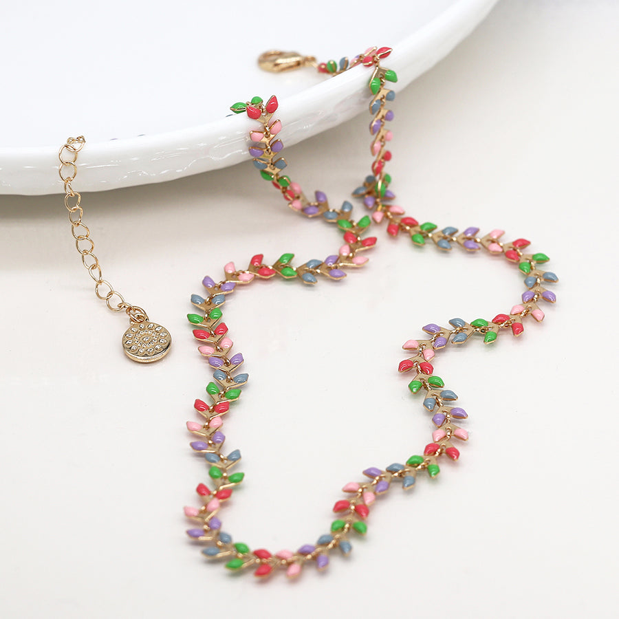 Golden and pastel epoxy droplets necklace