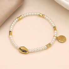 Load image into Gallery viewer, Ivory seed pearl and gold bead bracelet
