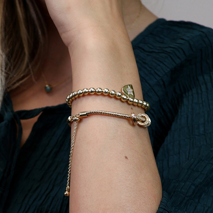 Golden triple mini crystal rings bracelet