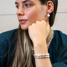 Load image into Gallery viewer, Silver plated polished small hearts stretch bracelet
