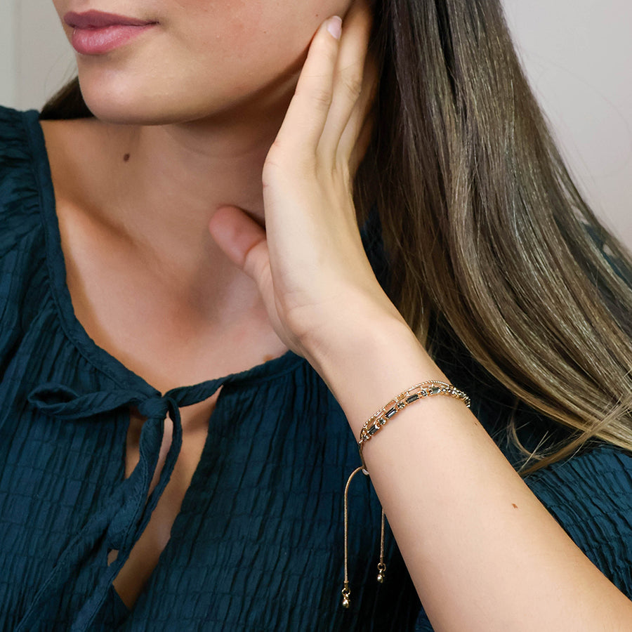 Golden smoky crystals and chains bracelet