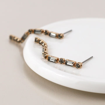 Golden smoky crystal strand earrings