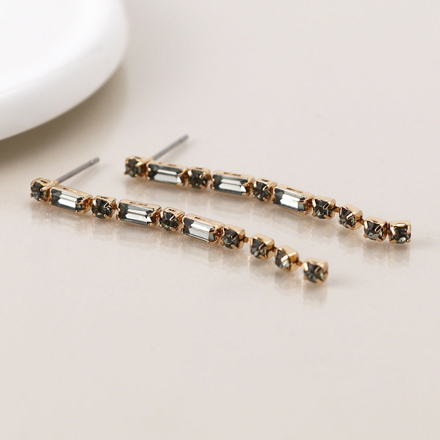 Golden smoky crystal strand earrings