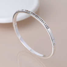 Load image into Gallery viewer, Silver plated clear crystals hinged bangle
