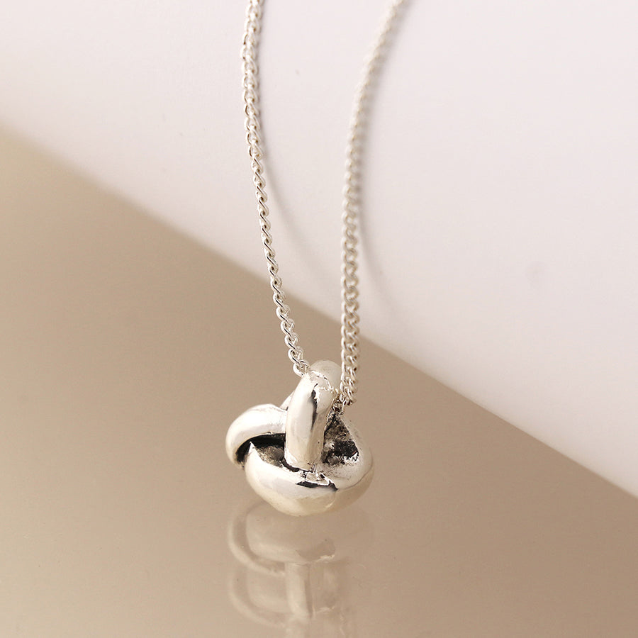 Silver plated infinity knot necklace
