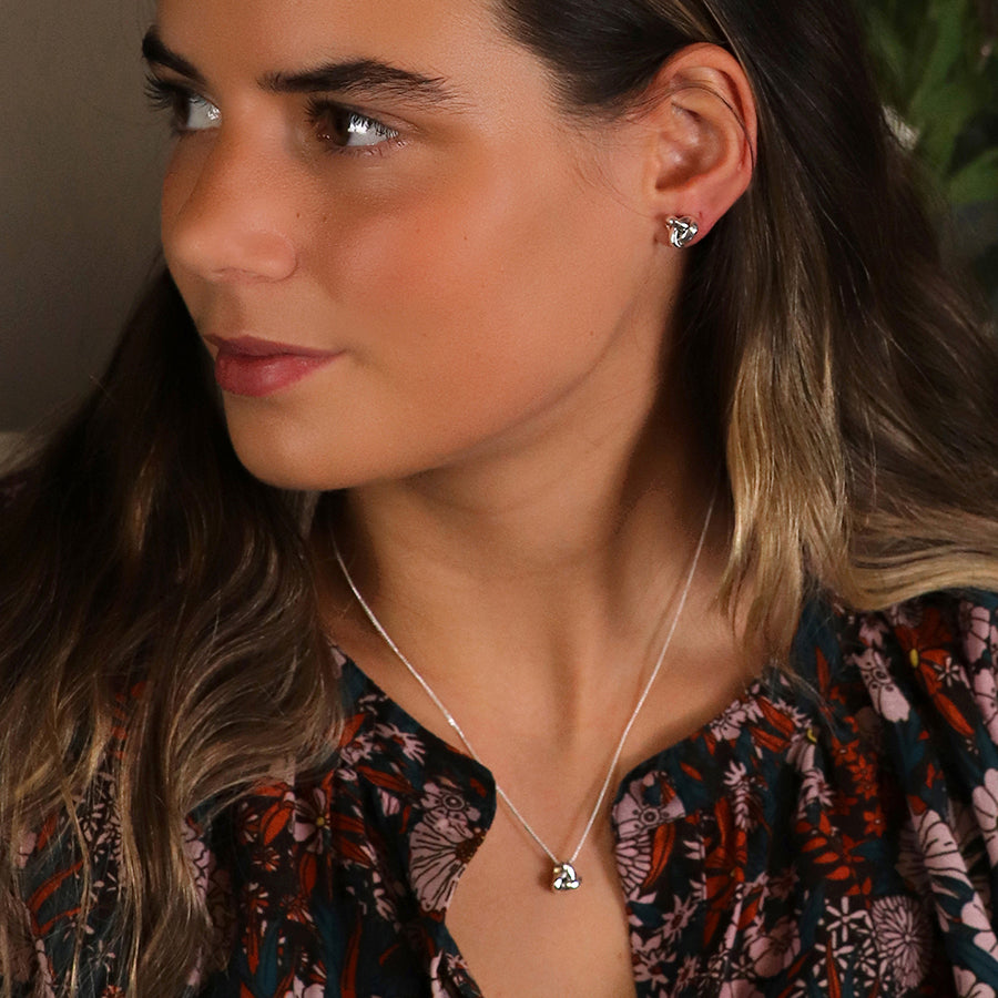 Silver plated infinity knot necklace