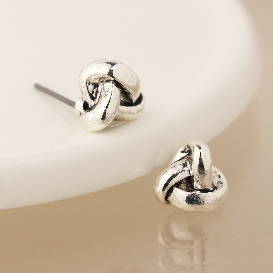 Silver plated infinity knot earrings