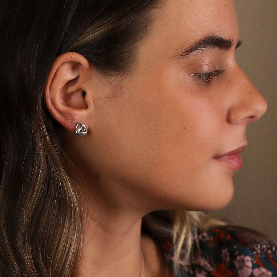 Silver plated infinity knot earrings