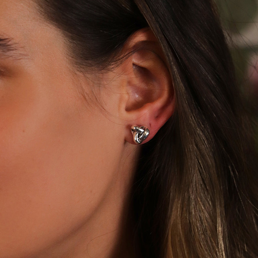 Silver plated infinity knot earrings