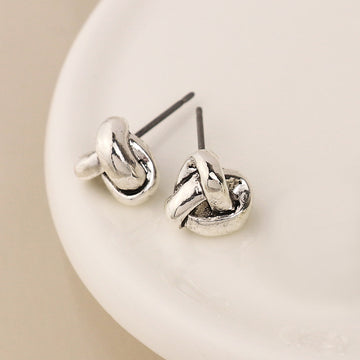 Silver plated infinity knot earrings