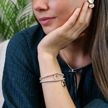 Load image into Gallery viewer, Silver plated amulet and heart charm bracelet
