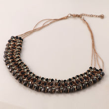 Load image into Gallery viewer, Antique style black crystal layers necklace
