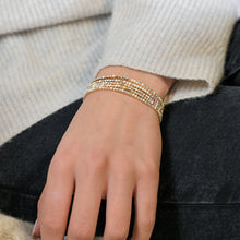 Load image into Gallery viewer, Golden multistrand cream mix crystal bracelet stack
