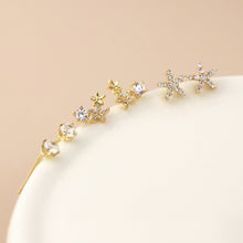 Load image into Gallery viewer, Golden flower mix stud earring set
