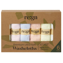 Load image into Gallery viewer, Re:gn Organic Bamboo Face Cloths – Ultra-Soft Eco Washcloths, Pastel 6 Pack
