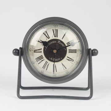 Black Parisian Desk Clock- Vintage Roman Numeral Table Clock