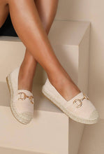 Load image into Gallery viewer, FAUX SUEDE FLAT GOLD METAL DETAIL ESPADRILLE MULES
