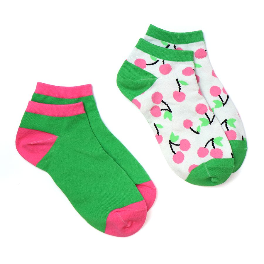 Green & Pink Cherry Socks