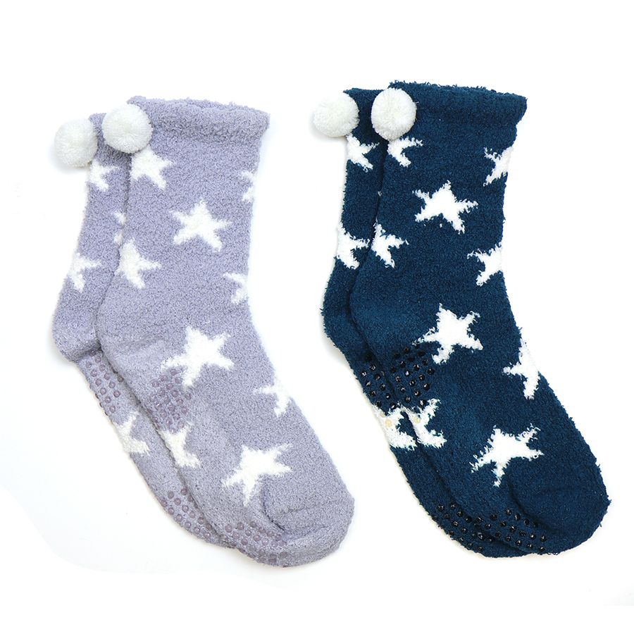 Teal and grey star cosy socks set